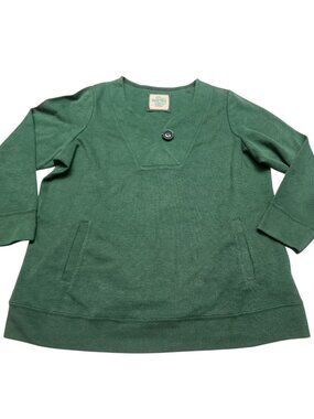 Women's Plus Size Green V Neck Long Sleeved Sweater By Avenue Must Have 18/20